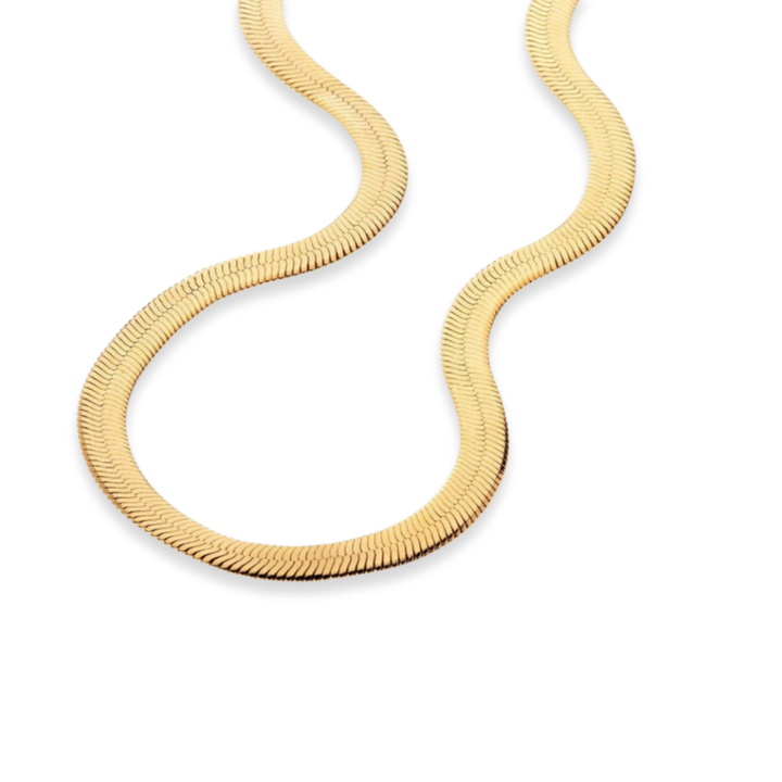 Gold necklace on a white background