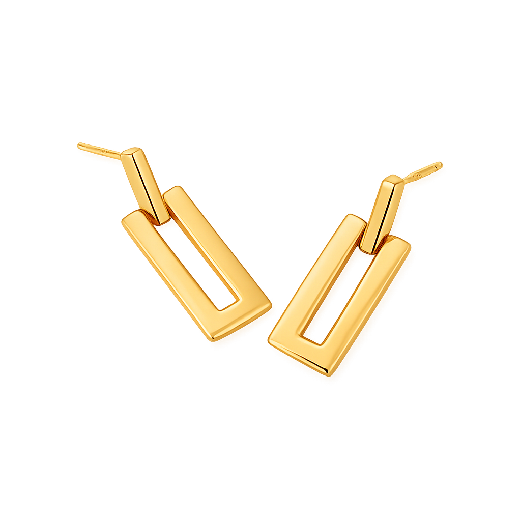 Gold hoop earrings on a white background