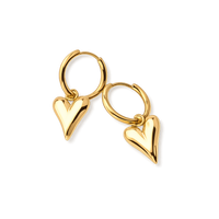 gold heart hoops