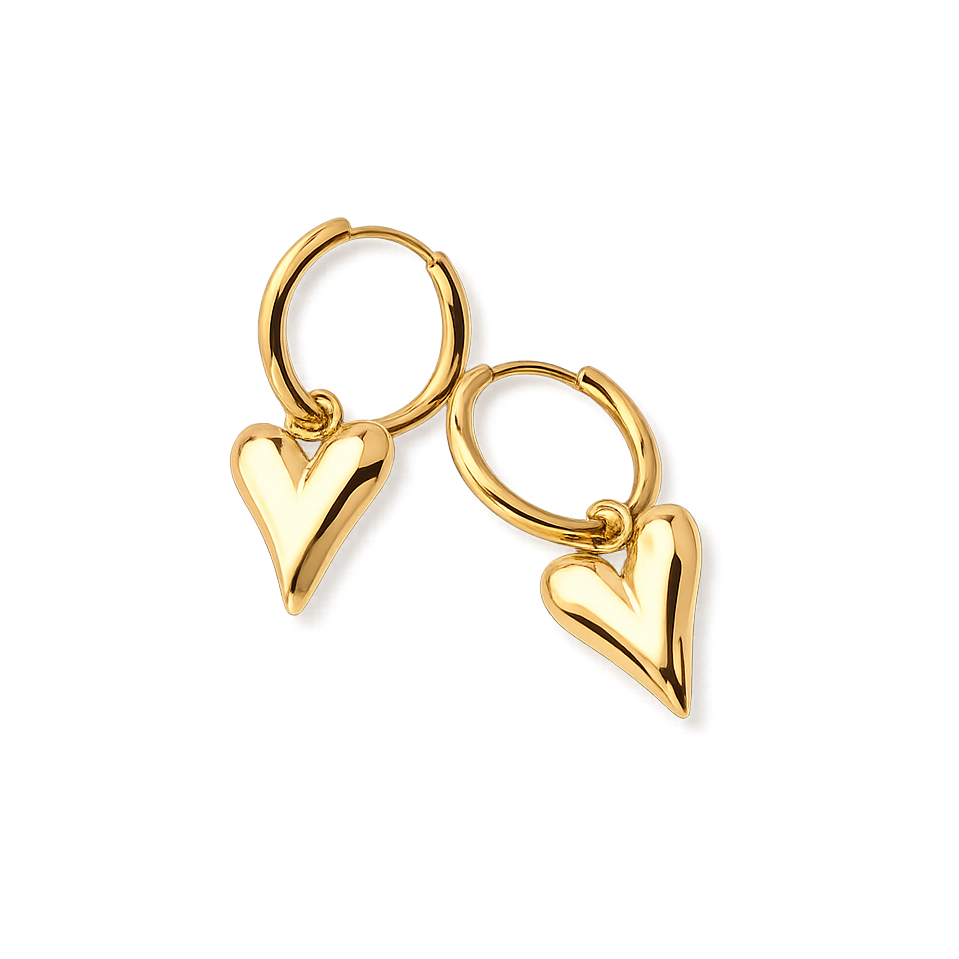 gold heart hoops
