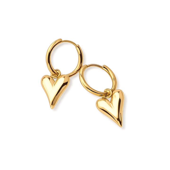 gold heart hoops