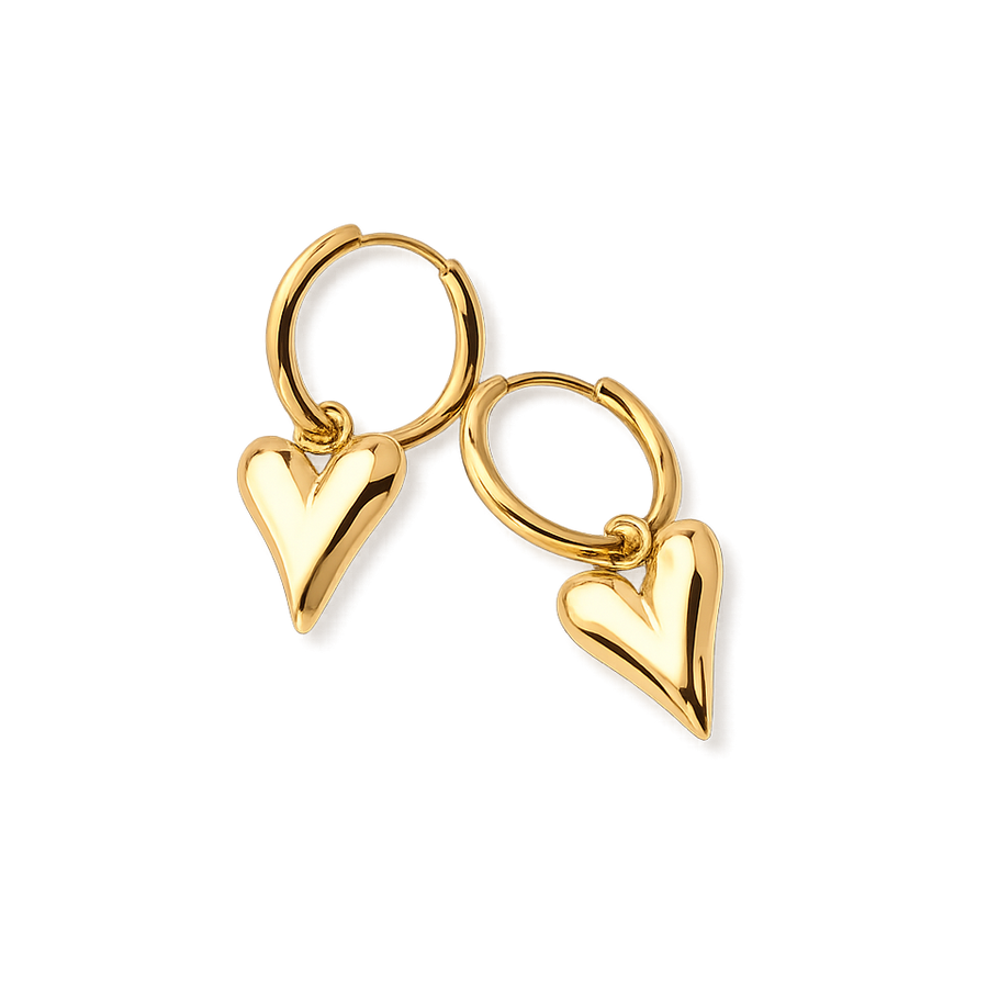 gold heart hoops