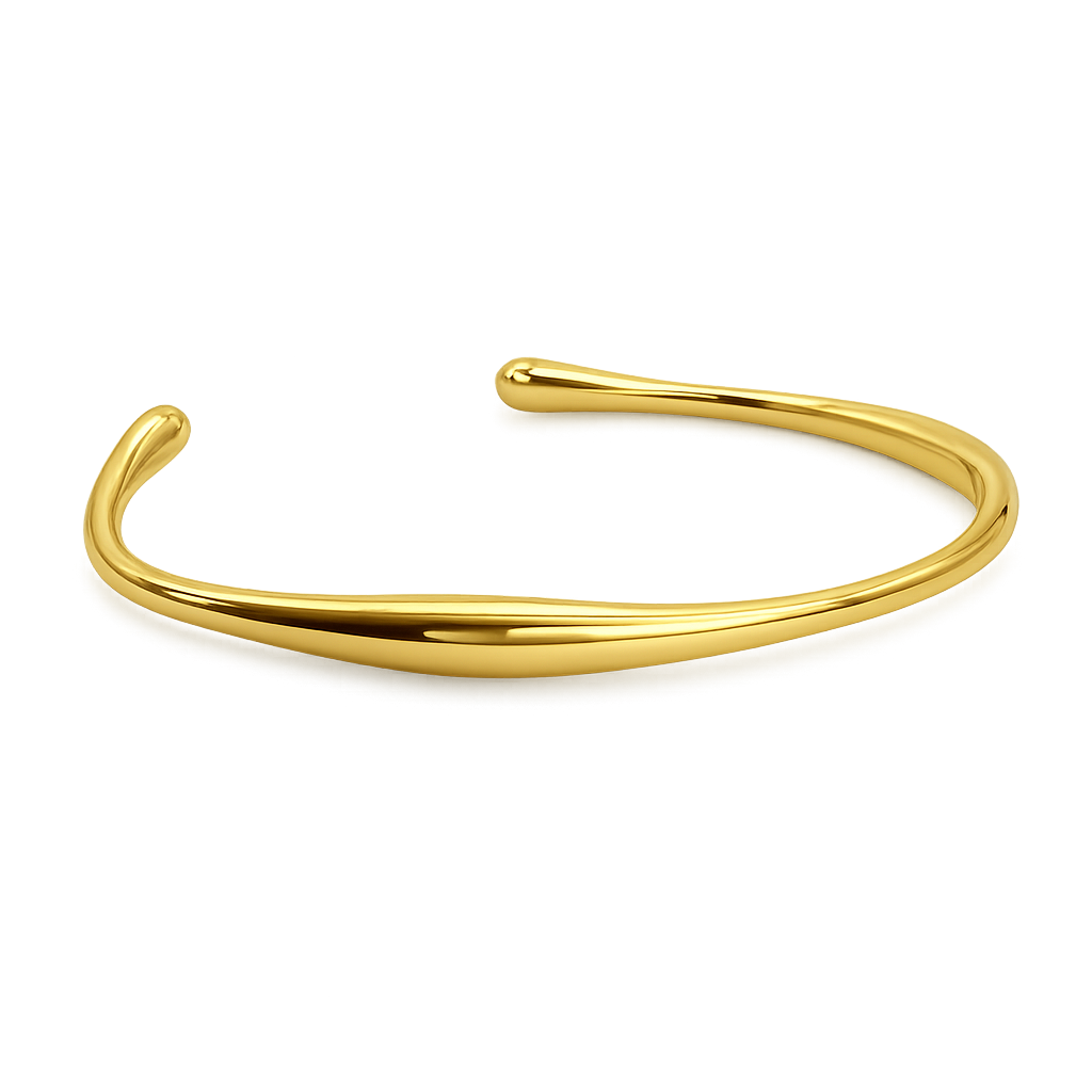 Gold bangle on a white background