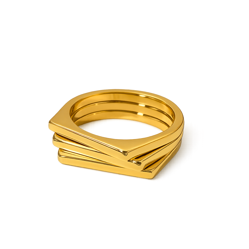 geometric gold ring in recycled gold