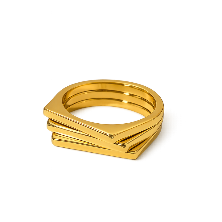 geometric gold ring in recycled gold