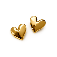 Gold heart-shaped earrings on a white background