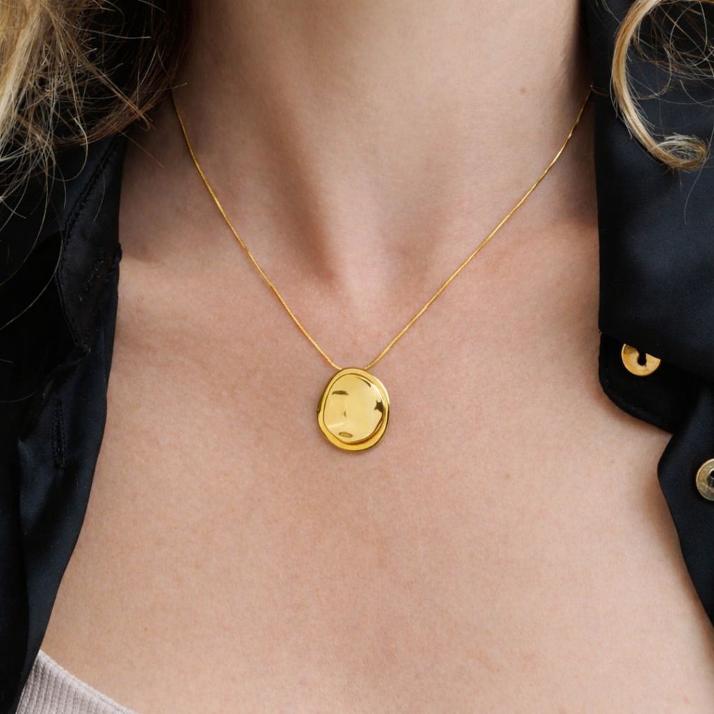 molten muse necklace on model