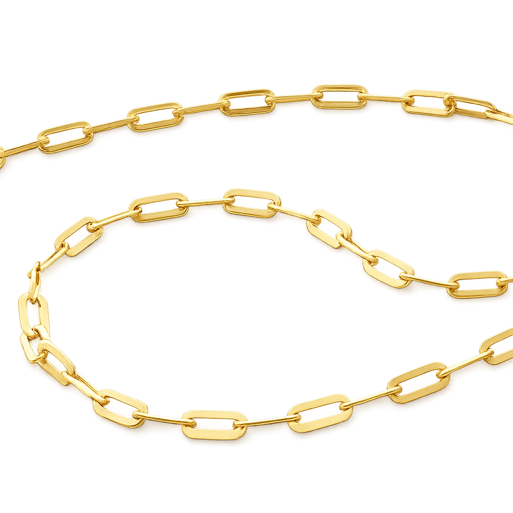 Gold chain necklace on a white background