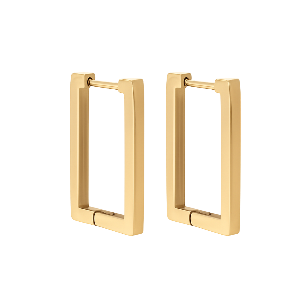 Gold hoop earrings on a white background