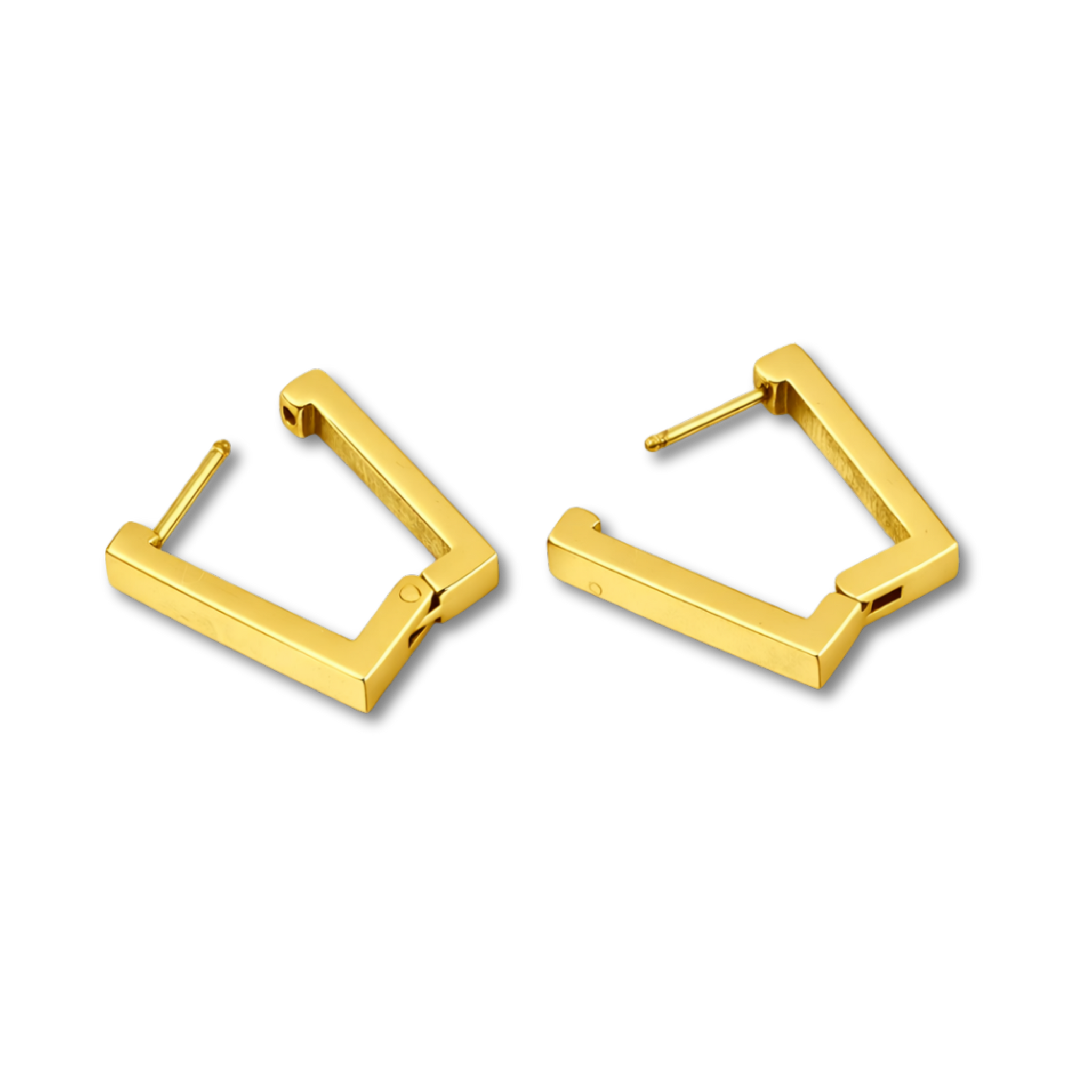 Gold hoop earrings on a white background