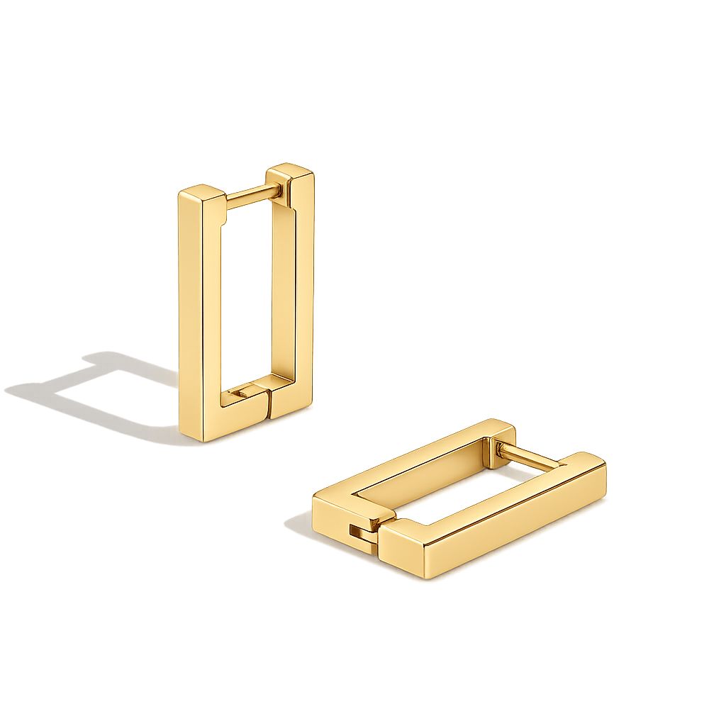 gold rectangle hoop earrings