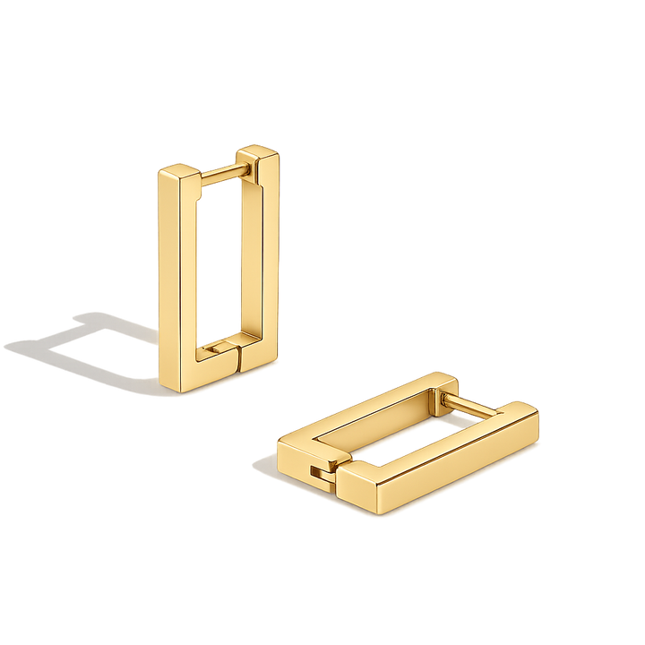 gold rectangle hoop earrings
