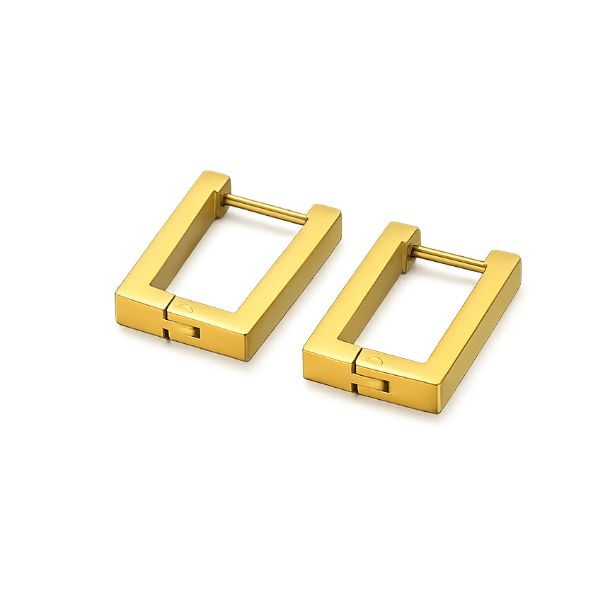 Gold hoop earrings on a white background