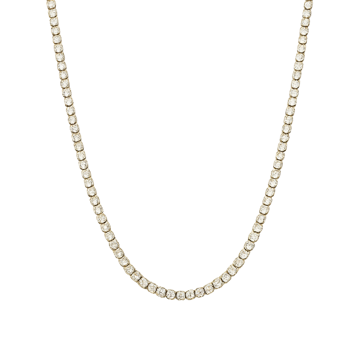 gold  tennis necklace on a white background