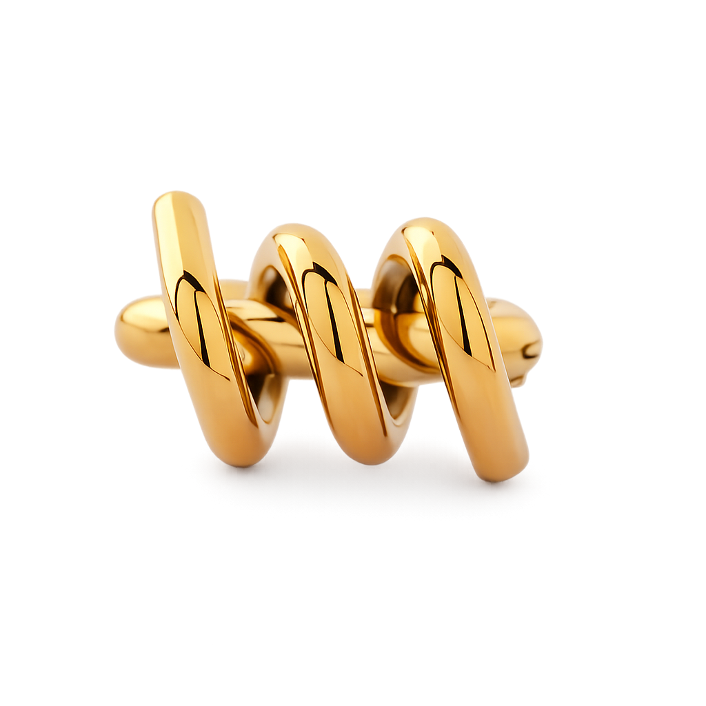 Gold spiral earrings on a white background