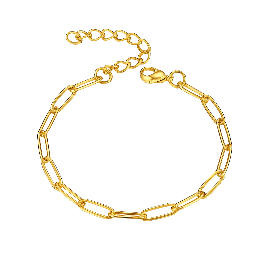 Gold chain bracelet on a white background