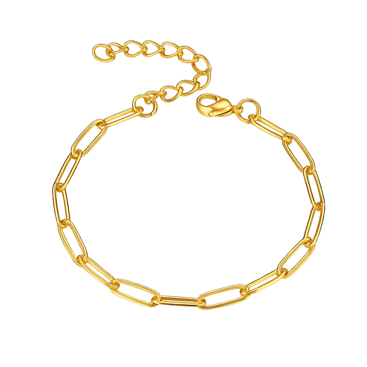 Gold chain bracelet on a white background