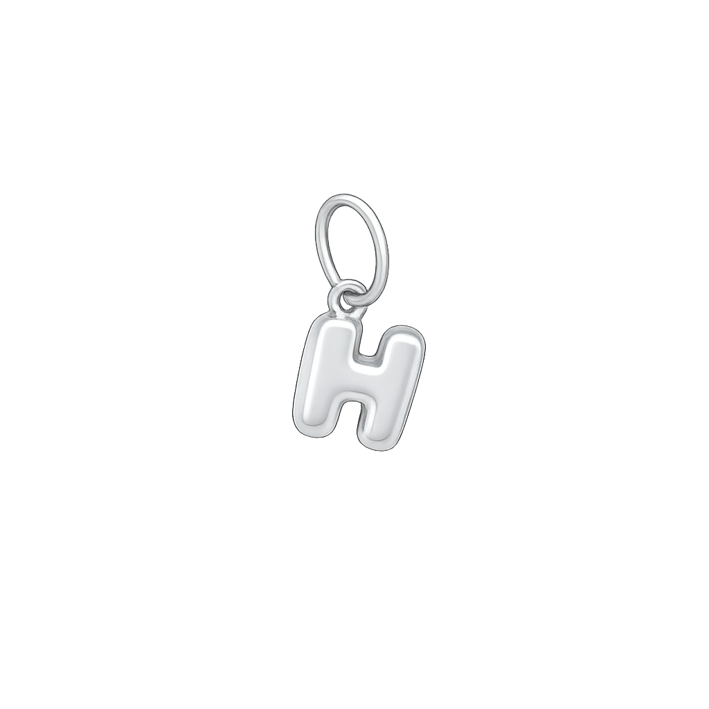 h charm in silver