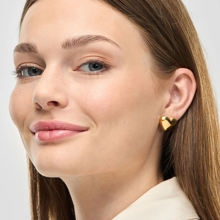 gold molten hearts on model