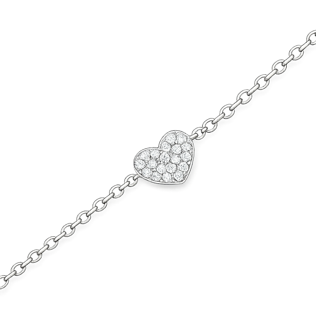 small heart chain silver bracelet