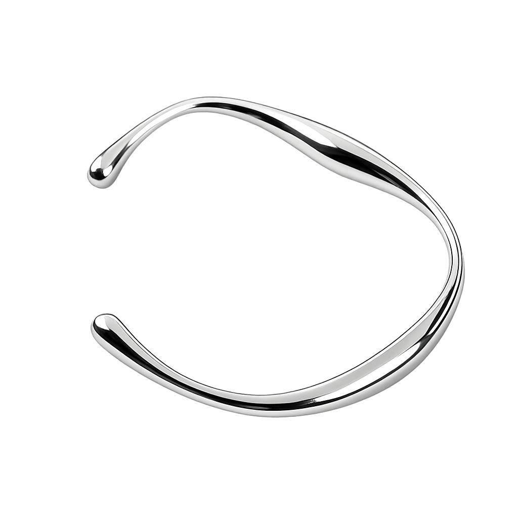 Silver bangle on a white background