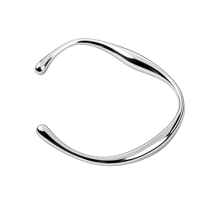 Silver bangle on a white background