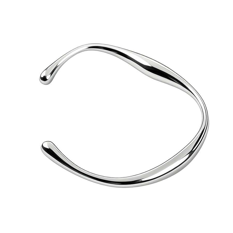 Silver bangle on a white background