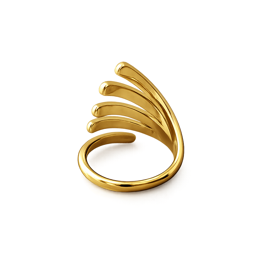 Gold open ring on a white background