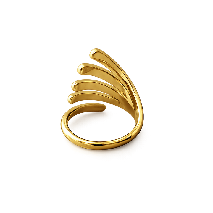 Gold open ring on a white background