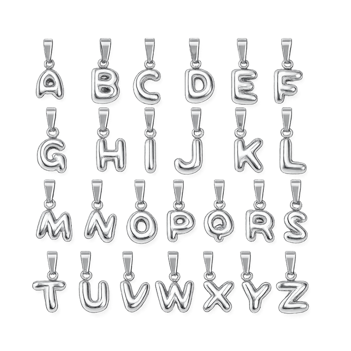 letter charms in recycled siver pendants 