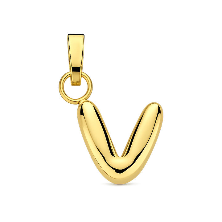 Gold 'V' shaped pendant on a white background
