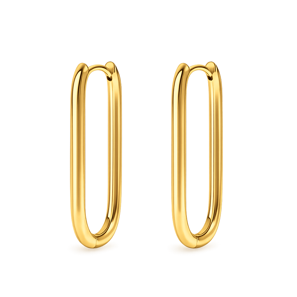 Gold hoop earrings on a white background