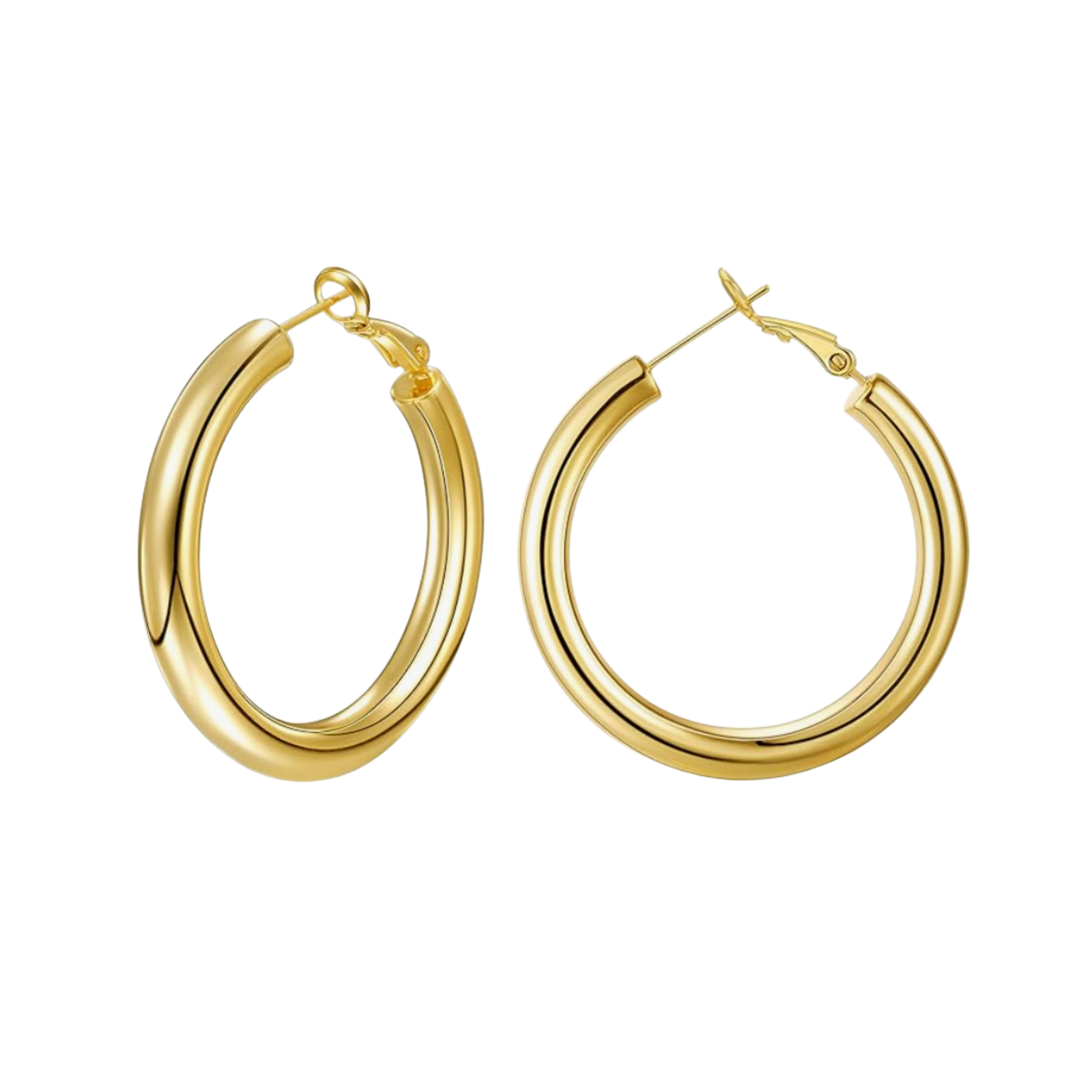 gold large but light hoops in recycled gold