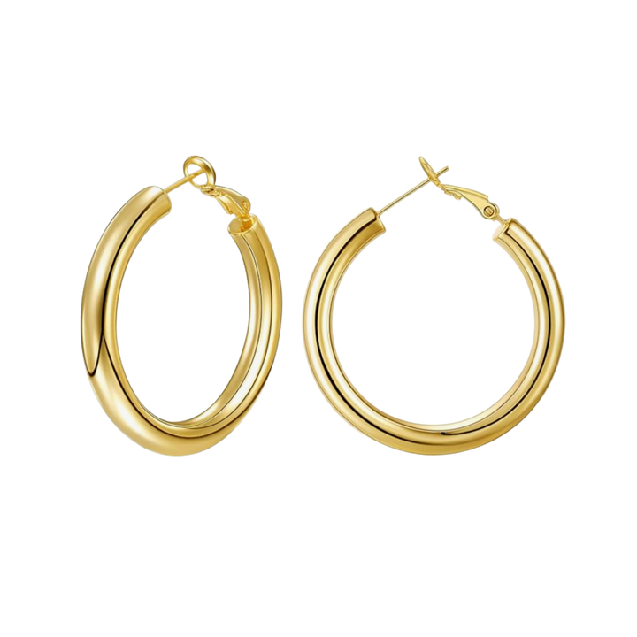 gold large but light hoops in recycled gold