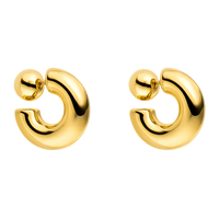 Pair of gold hoop earrings on a white background