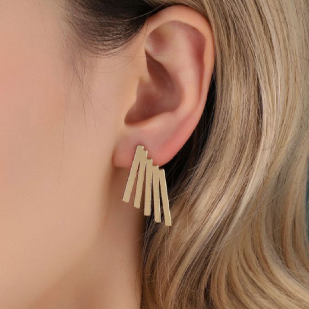 gold fan earrings