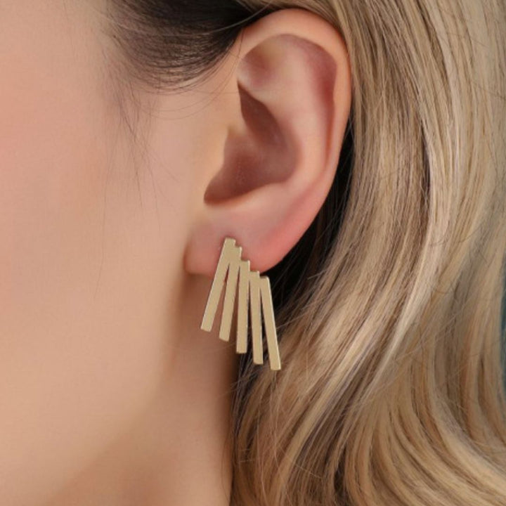 gold fan earrings