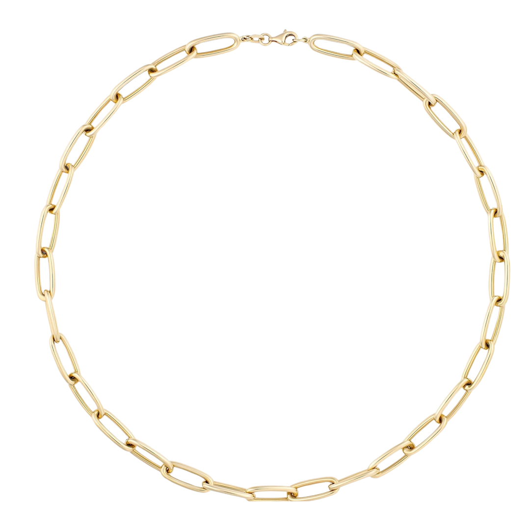 Gold chain necklace on a white background