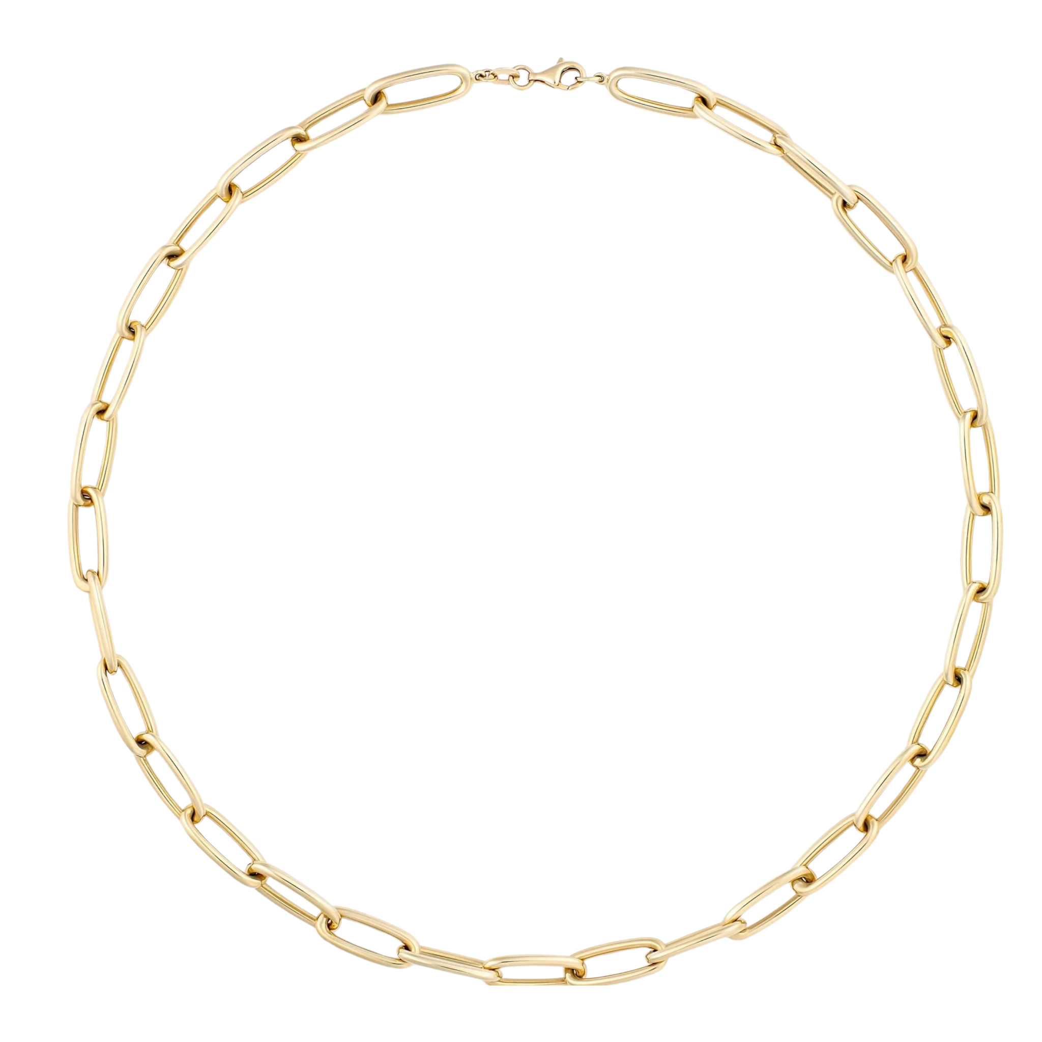Gold chain necklace on a white background
