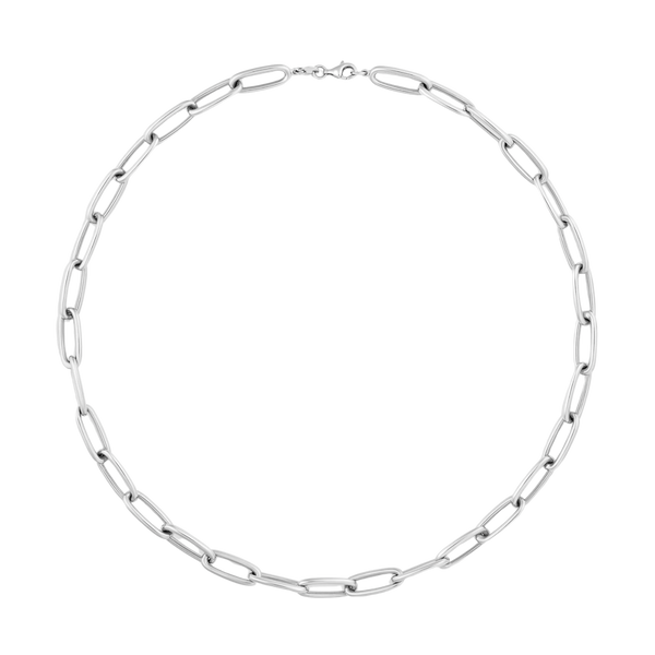 Silver chain necklace on a white background