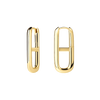 Gold hoop earrings on a white background