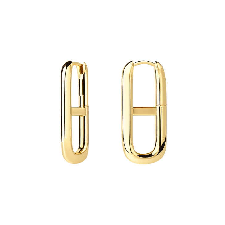 Gold hoop earrings on a white background