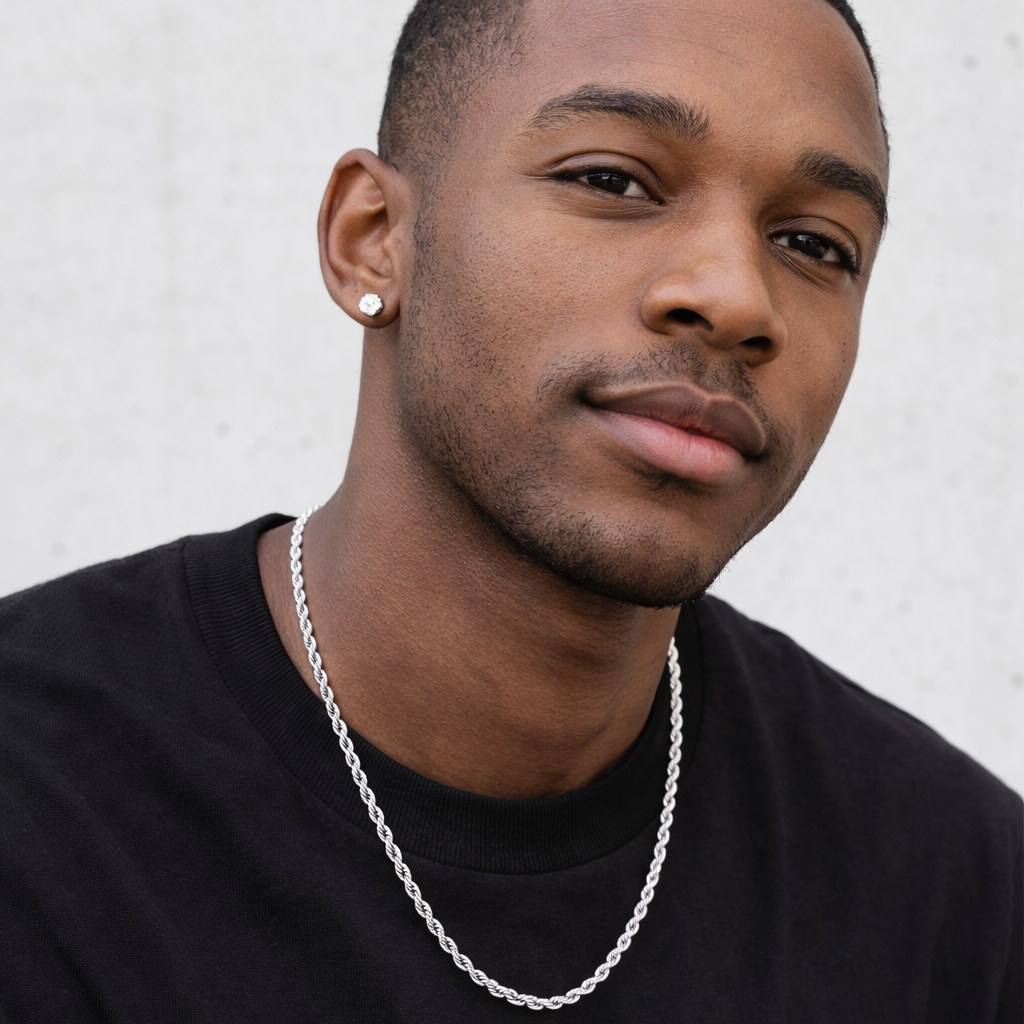 rope chain for men in silver