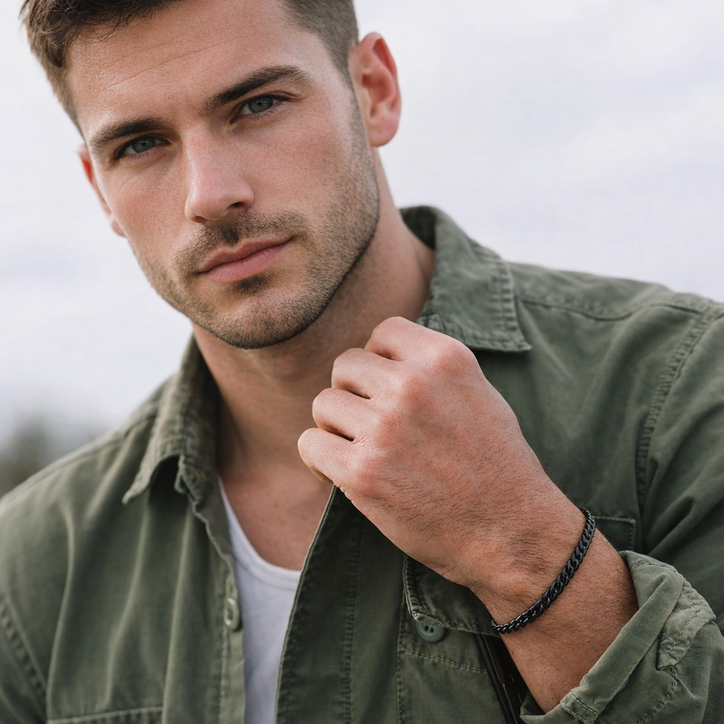 black mens cuban bracelet