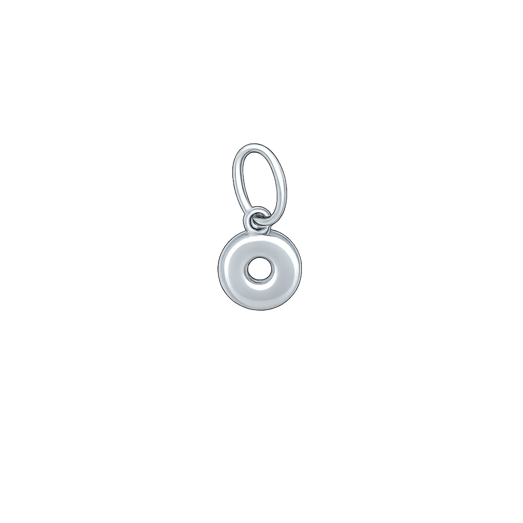 Silver donut-shaped pendant on a white background
