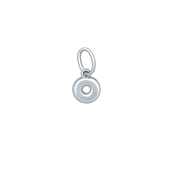 Silver donut-shaped pendant on a white background
