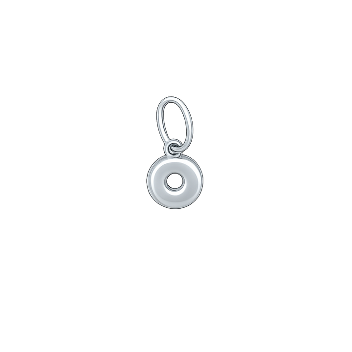 Silver donut-shaped pendant on a white background