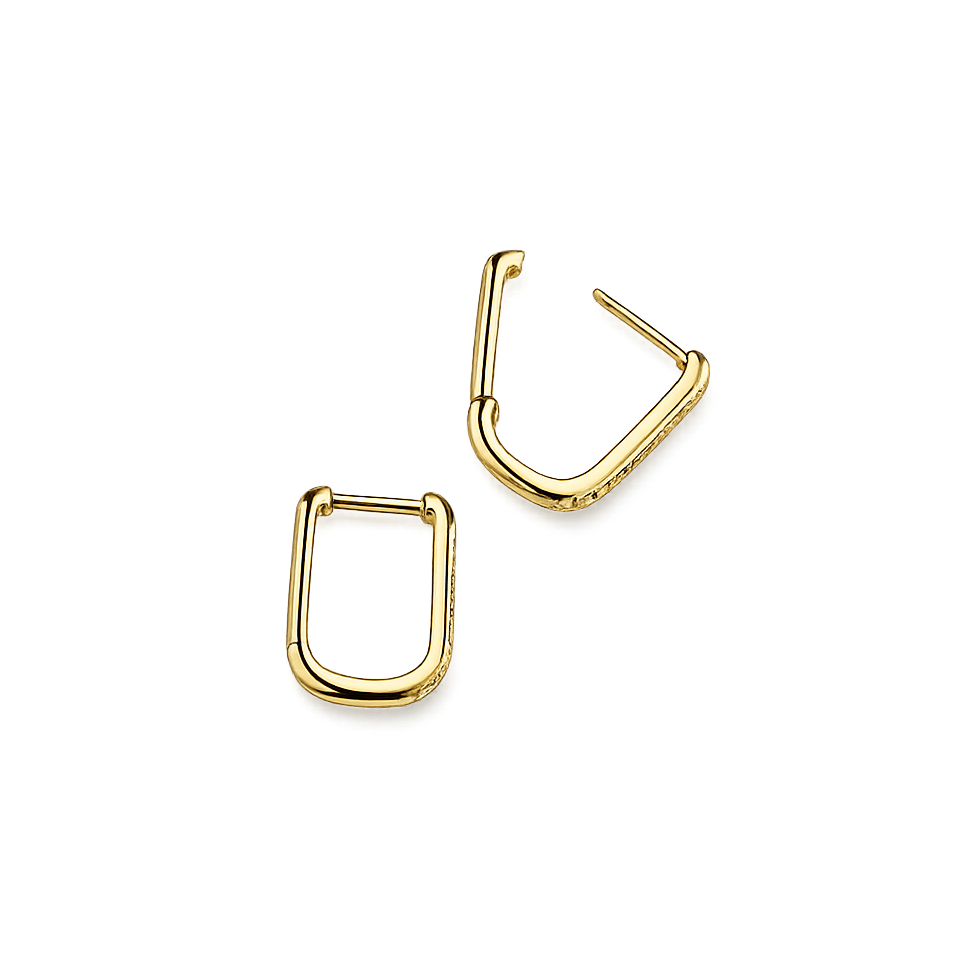 Gold hoop earrings on a white background