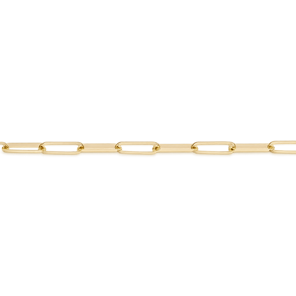 Gold chain necklace on a white background