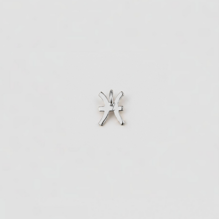 Silver star-shaped pendant on a light gray background